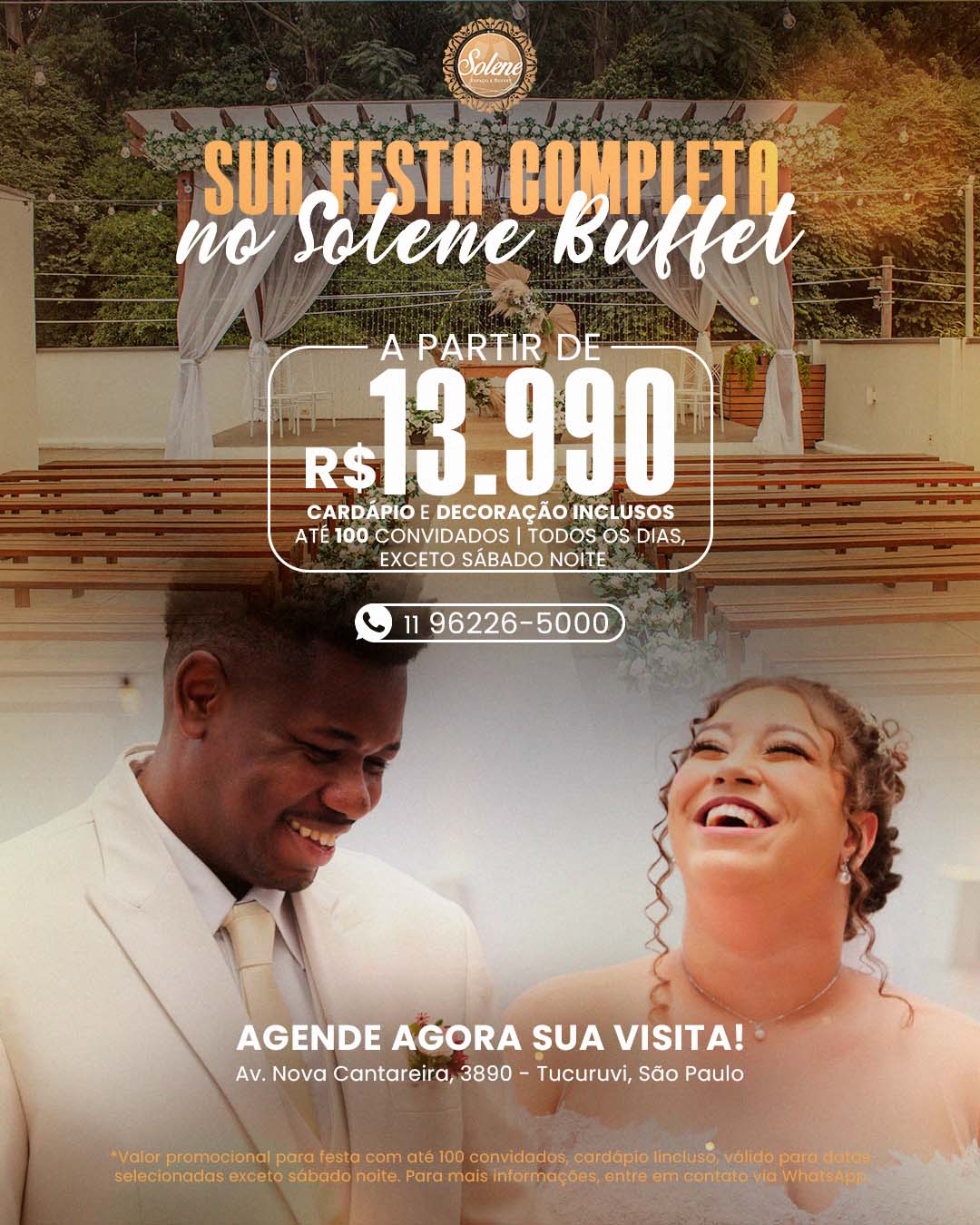 Sua festa completa a partir de R$13.990 no Solene Buffet