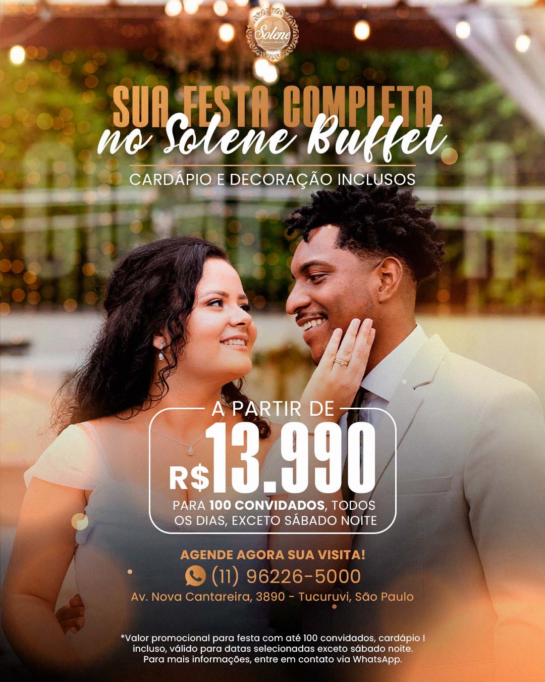 Sua festa completa a partir de R$13.990 no Solene Buffet