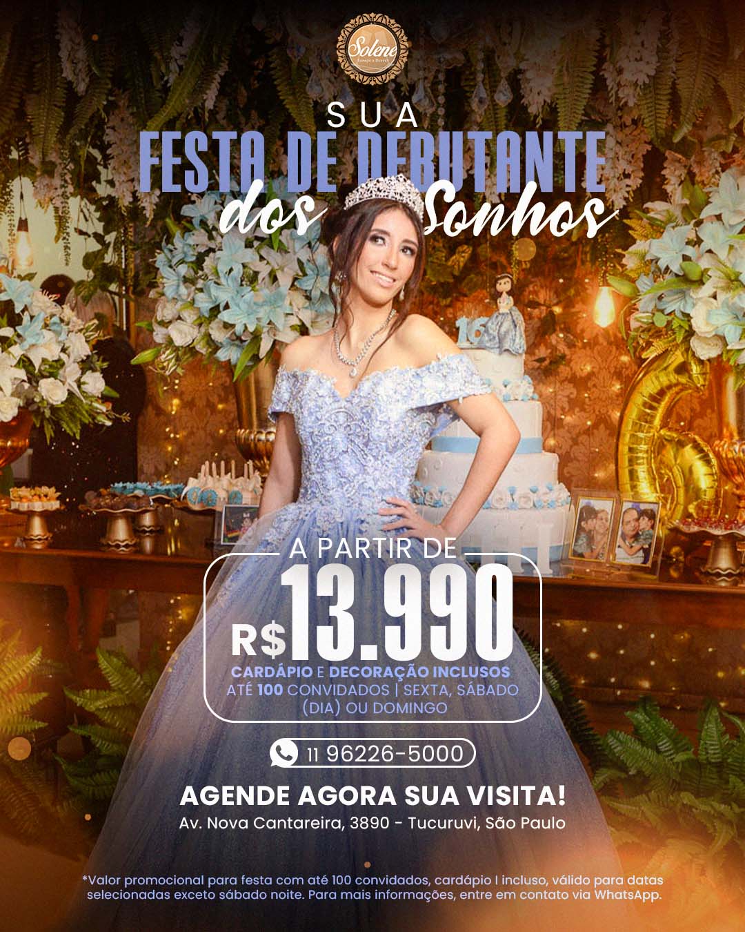 Sua festa completa a partir de R$13.990 no Solene Buffet